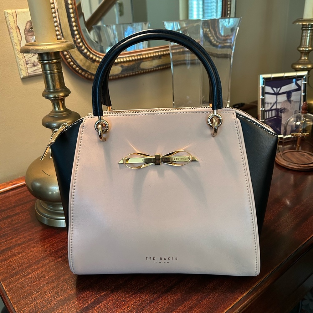 Ted Baker Tan and Black Satchel with Gold Metal Bow